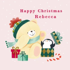 Pod Personalised Kids Cute Forever Friends Penguin Christmas Card
