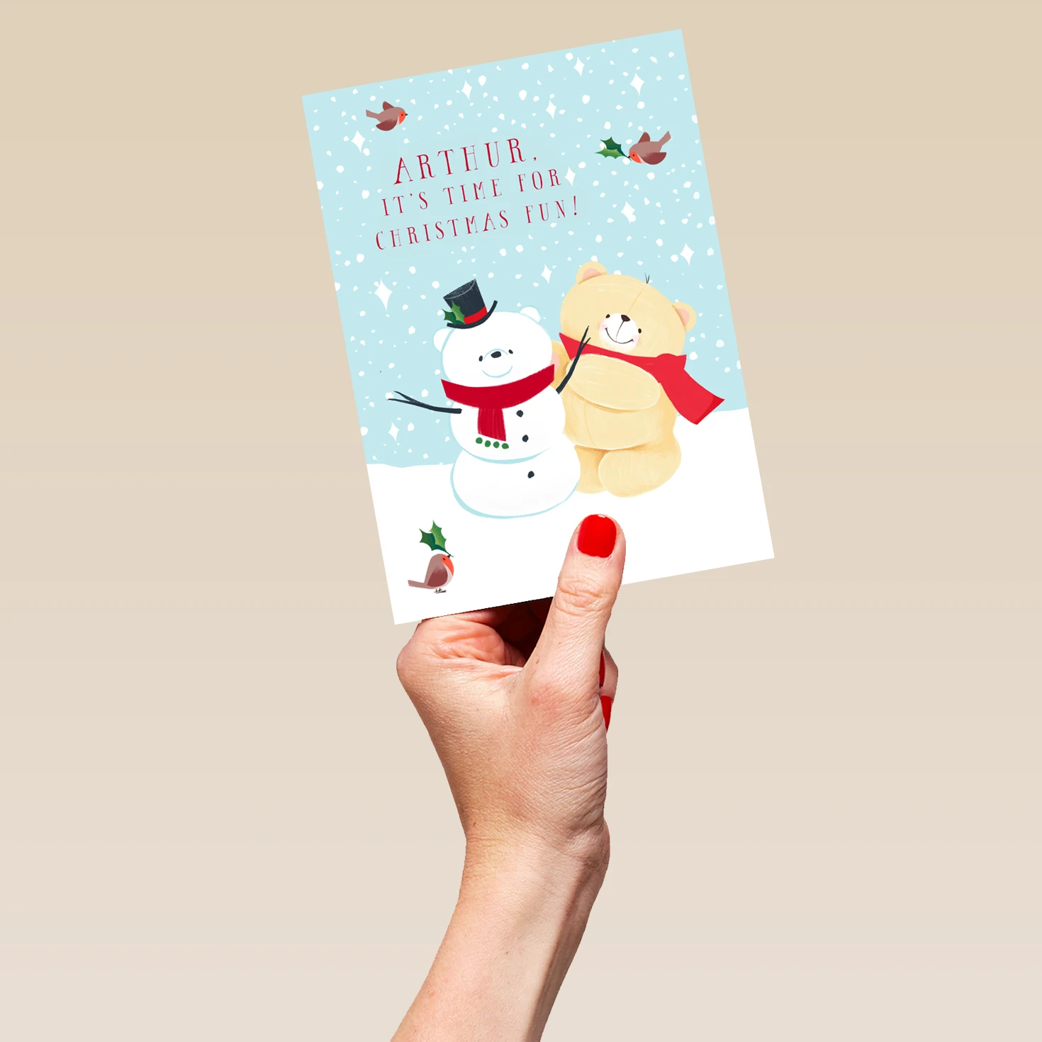 Pod Personalised Cute Kids Forever Friends Snowman Christmas Card 5 Pod Personalised Cute Kids Forever Friends Snowman Christmas Card - Image 5