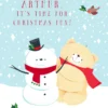 Pod Personalised Cute Kids Forever Friends Snowman Christmas Card
