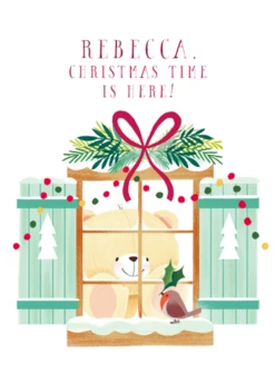 Pod Personalised Cute Forever Friends Bear Christmas Card