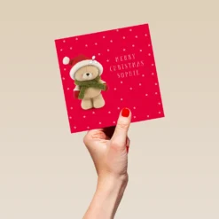 Pod Personalised Kids Forever Friends Santa Hat Christmas Card -Pod Shop F3005937 hand L