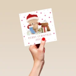 Pod Personalised Cute Forever Friends Bear Gifts Christmas Card -Pod Shop F3005939 hand L