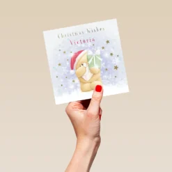 Pod Personalised Forever Friends Bear Gift Christmas Card For Her -Pod Shop F3005953 hand L
