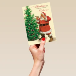 Pod Personalised Vintage Santa Christmas Card For Her -Pod Shop F3005954 hand L