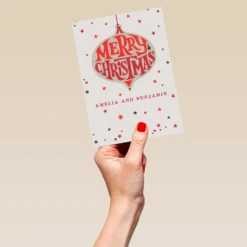 Pod Personalised Classic Christmas To Both Text Bauble Card -Pod Shop F3005955 hand L