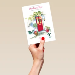 Pod Personalised Traditional Christmas Red Front Door Festive Card 9 Pod Personalised Traditional Christmas Red Front Door Festive Card -Pod Shop F3005958 hand L