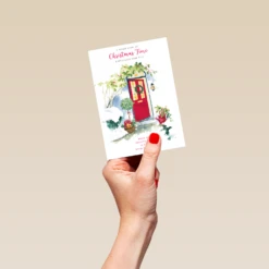 Pod Personalised Traditional Christmas Red Front Door Festive Card 8 Pod Personalised Traditional Christmas Red Front Door Festive Card -Pod Shop F3005958 hand S