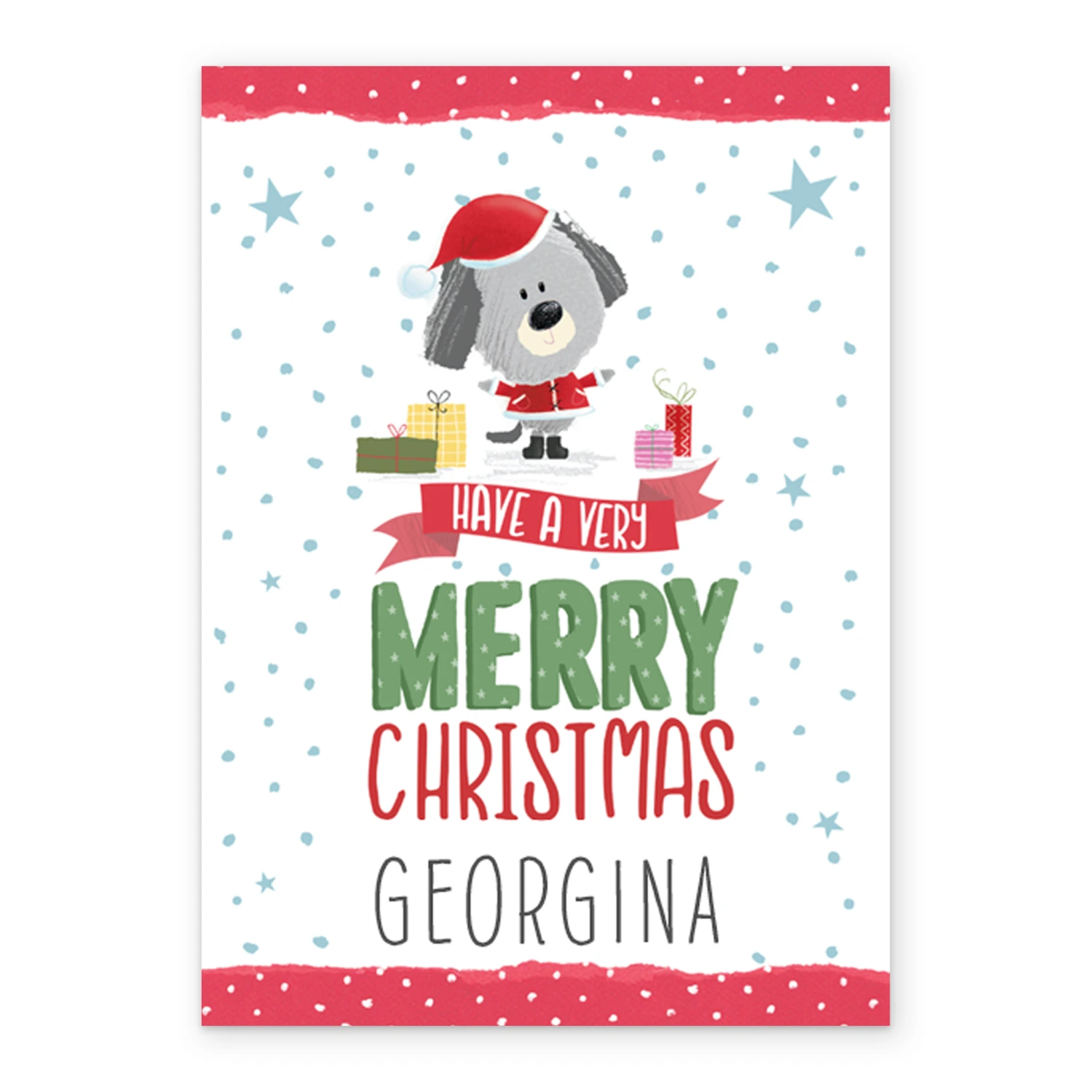 Pod Personalised Cute Christmas Dotty Dog Santa Card 2 Pod Personalised Cute Christmas Dotty Dog Santa Card - Image 2
