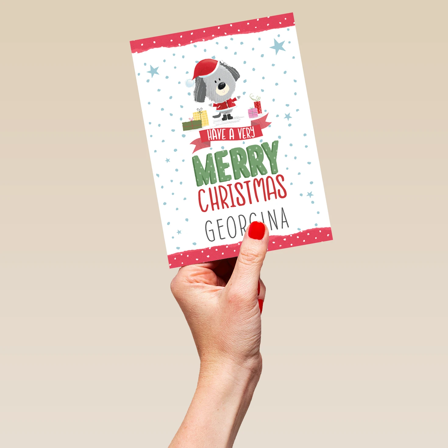 Pod Personalised Cute Christmas Dotty Dog Santa Card 5 Pod Personalised Cute Christmas Dotty Dog Santa Card - Image 5