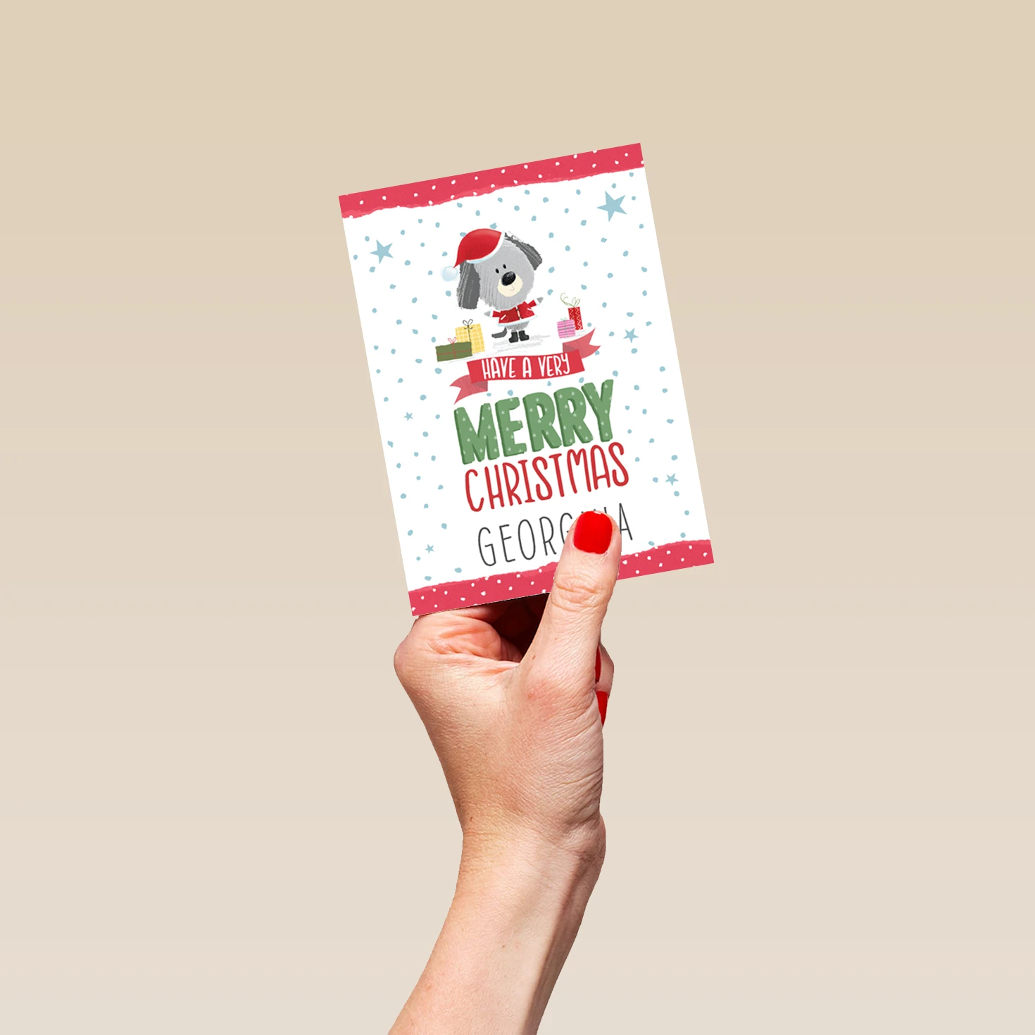 Pod Personalised Cute Christmas Dotty Dog Santa Card 4 Pod Personalised Cute Christmas Dotty Dog Santa Card - Image 4