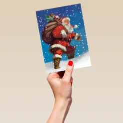 Pod Personalised Traditional Christmas Vintage Santa In The Snow Card -Pod Shop F3005961 hand L