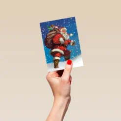 Pod Personalised Traditional Christmas Vintage Santa In The Snow Card -Pod Shop F3005961 hand S