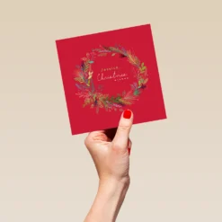 Pod Personalised Christmas Wishes Festive Wreath Card -Pod Shop F3005967 hand L