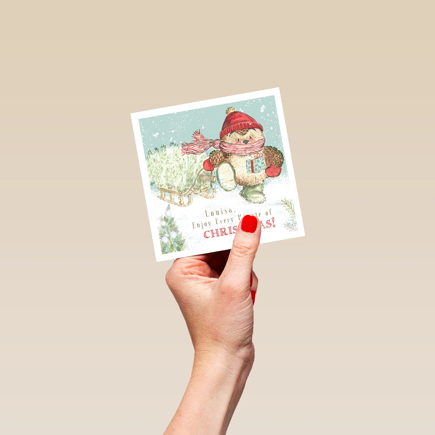 Pod Personalised Cute Christmas Country Companions Hedgehog Card 4 Pod Personalised Cute Christmas Country Companions Hedgehog Card - Image 4