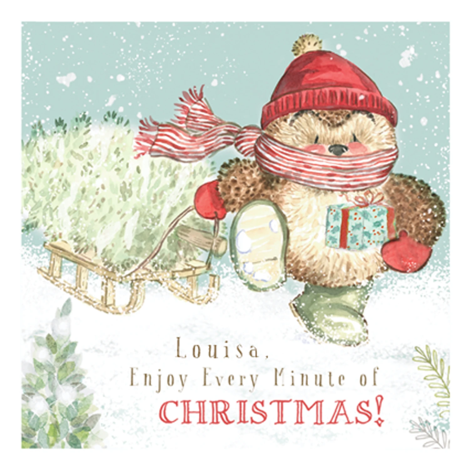 Pod Personalised Cute Christmas Country Companions Hedgehog Card 1 Pod Personalised Cute Christmas Country Companions Hedgehog Card