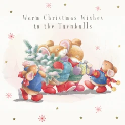 Pod Personalised Christmas Family Country Companions Mice Card