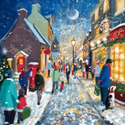 Pod Personalised Traditional Festive Street Scene Christmas Card