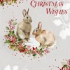 Pod Personalised Rabbits & Festive Florals Christmas Card