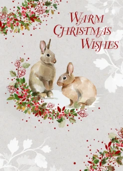 Pod Personalised Rabbits & Festive Florals Christmas Card