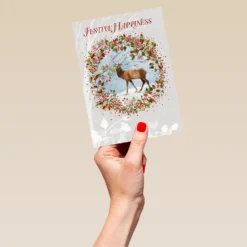 Pod Personalised Stag & Festive Wreath Christmas Card -Pod Shop F3005977 hand L