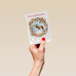 Pod Personalised Stag & Festive Wreath Christmas Card -Pod Shop F3005977 hand S