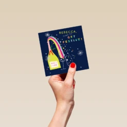 Pod Personalised Modern Christmas Rainbow Fizz Get Festive Card -Pod Shop F3005978 hand S