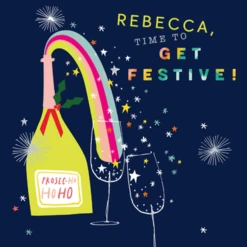 Pod Personalised Modern Christmas Rainbow Fizz Get Festive Card
