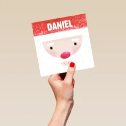 Pod Personalised Kids Christmas Santa Face Card -Pod Shop F3005983 hand L