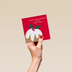 Pod Personalised Modern Christmas To Both Red Pudding Card -Pod Shop F3005985 hand S