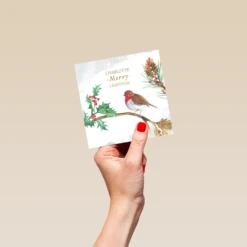 Pod Personalised Traditional Christmas Robin Holly And Tree Card 8 Pod Personalised Traditional Christmas Robin Holly And Tree Card -Pod Shop F3005991 hand S
