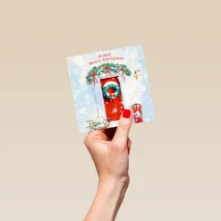 Pod Personalised Traditional Christmas Red Door And Holly Card -Pod Shop F3005993 hand S