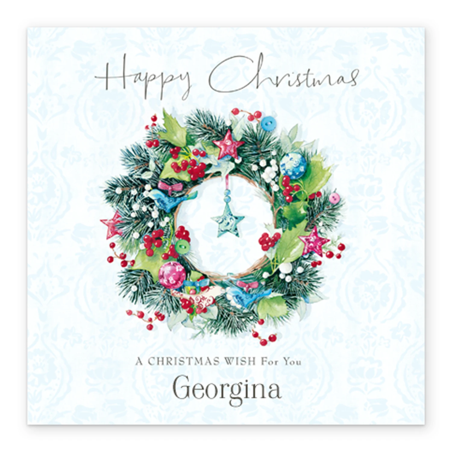 Pod Personalised Traditional Christmas Lucy Cromwell Wreath Card 2 Pod Personalised Traditional Christmas Lucy Cromwell Wreath Card - Image 2