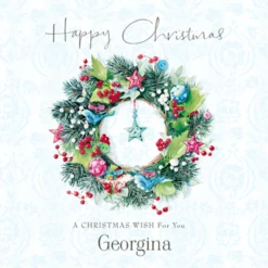 Pod Personalised Traditional Christmas Lucy Cromwell Wreath Card