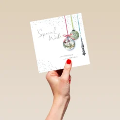 Pod Personalised Traditional Lucy Cromwell Christmas Baubles Card -Pod Shop F3005995 hand L
