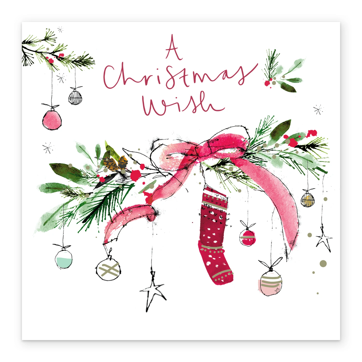 Pod Personalised Traditional Christmas Garland Foliage Stocking Card 2 Pod Personalised Traditional Christmas Garland Foliage Stocking Card - Image 2