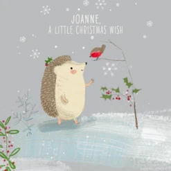 Pod Personalised Cute Christmas Hedgehog Little Wish Card