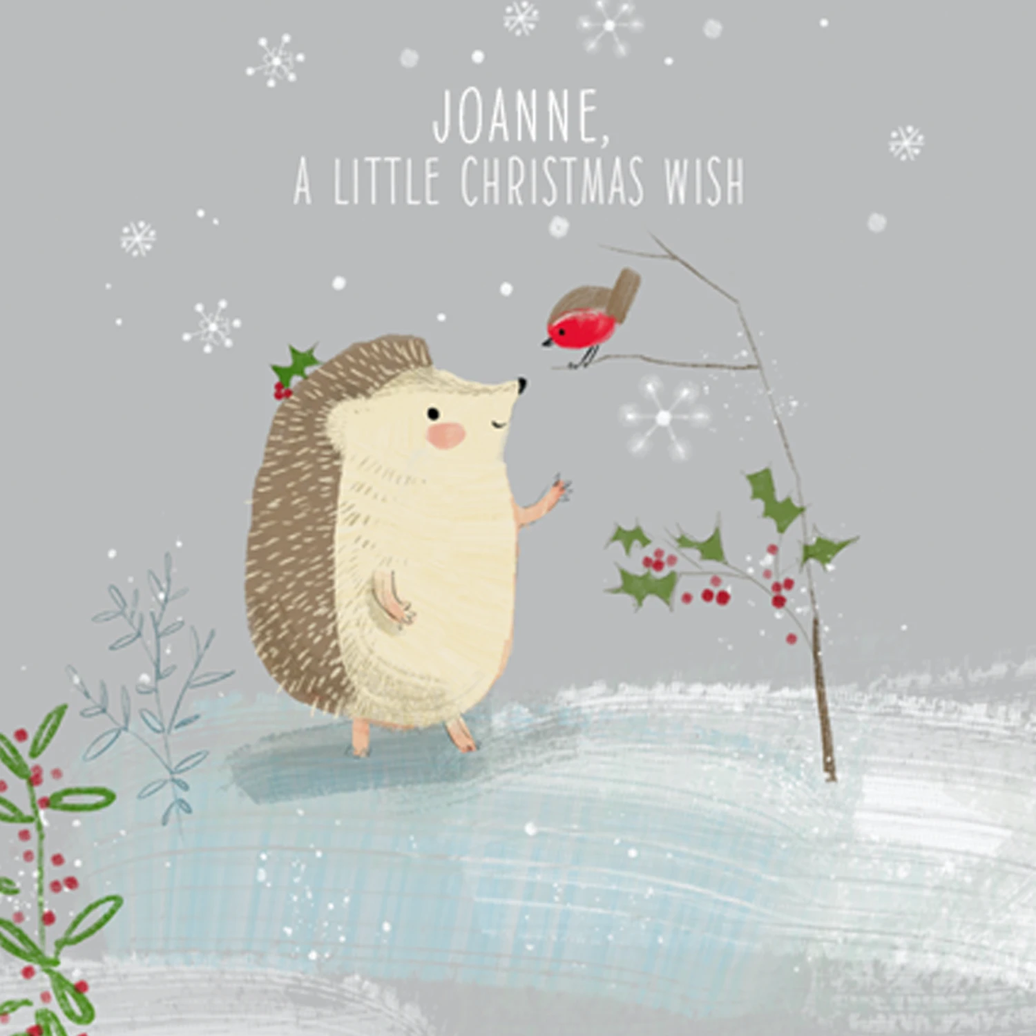 Pod Personalised Cute Christmas Hedgehog Little Wish Card 1 Pod Personalised Cute Christmas Hedgehog Little Wish Card