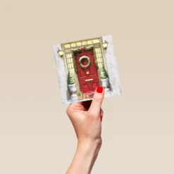 Pod Personalised Traditional Elegant Red Door Wreath Christmas Card -Pod Shop F3006003 hand S