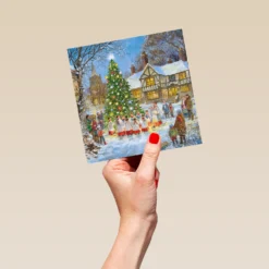 Pod Personalised Traditional Christmas Town Square Tree Lights Card -Pod Shop F3006004 hand L