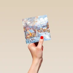 Pod Personalised Traditional Christmas Snowy Village Scene Card -Pod Shop F3006005 hand S