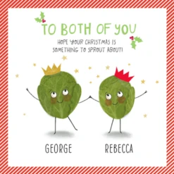 Pod Personalised Funny Christmas To Both Sprouts Card