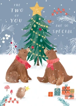 Pod Personalised Cute Christmas Bears Snow Tree To Both Card