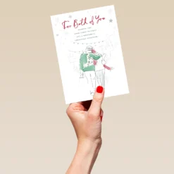 Pod Personalised Traditional Christmas Illustrated Couple To Both Card -Pod Shop F3006017 hand L