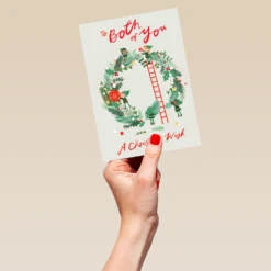 Pod Personalised Classic Christmas Holly Wreath To Both Card -Pod Shop F3006021 hand L