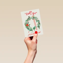 Pod Personalised Classic Christmas Holly Wreath To Both Card -Pod Shop F3006021 hand S