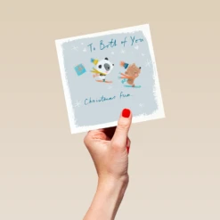 Pod Personalised Cute Christmas Panda Bear Skiing To Both Card -Pod Shop F3006023 hand L