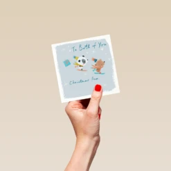 Pod Personalised Cute Christmas Panda Bear Skiing To Both Card -Pod Shop F3006023 hand S
