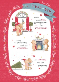 Pod Personalised Cute Christmas Bears Rebus Verse To Both Card