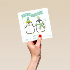 Pod Personalised Special Couple Cute Penguin Christmas Card -Pod Shop F3006038 hand L