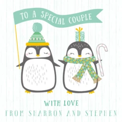 Pod Personalised Special Couple Cute Penguin Christmas Card